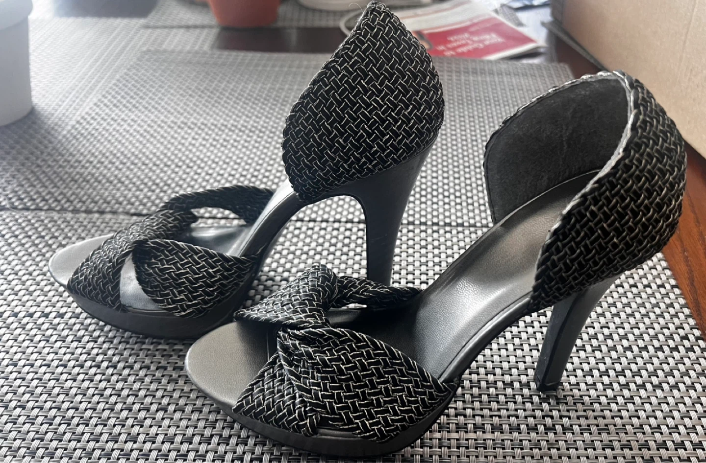 Mark. Black Woven High Heel Sandals size 7 - photo 2