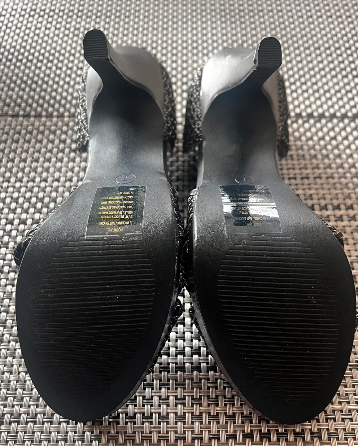 Mark. Black Woven High Heel Sandals size 7 - photo 5