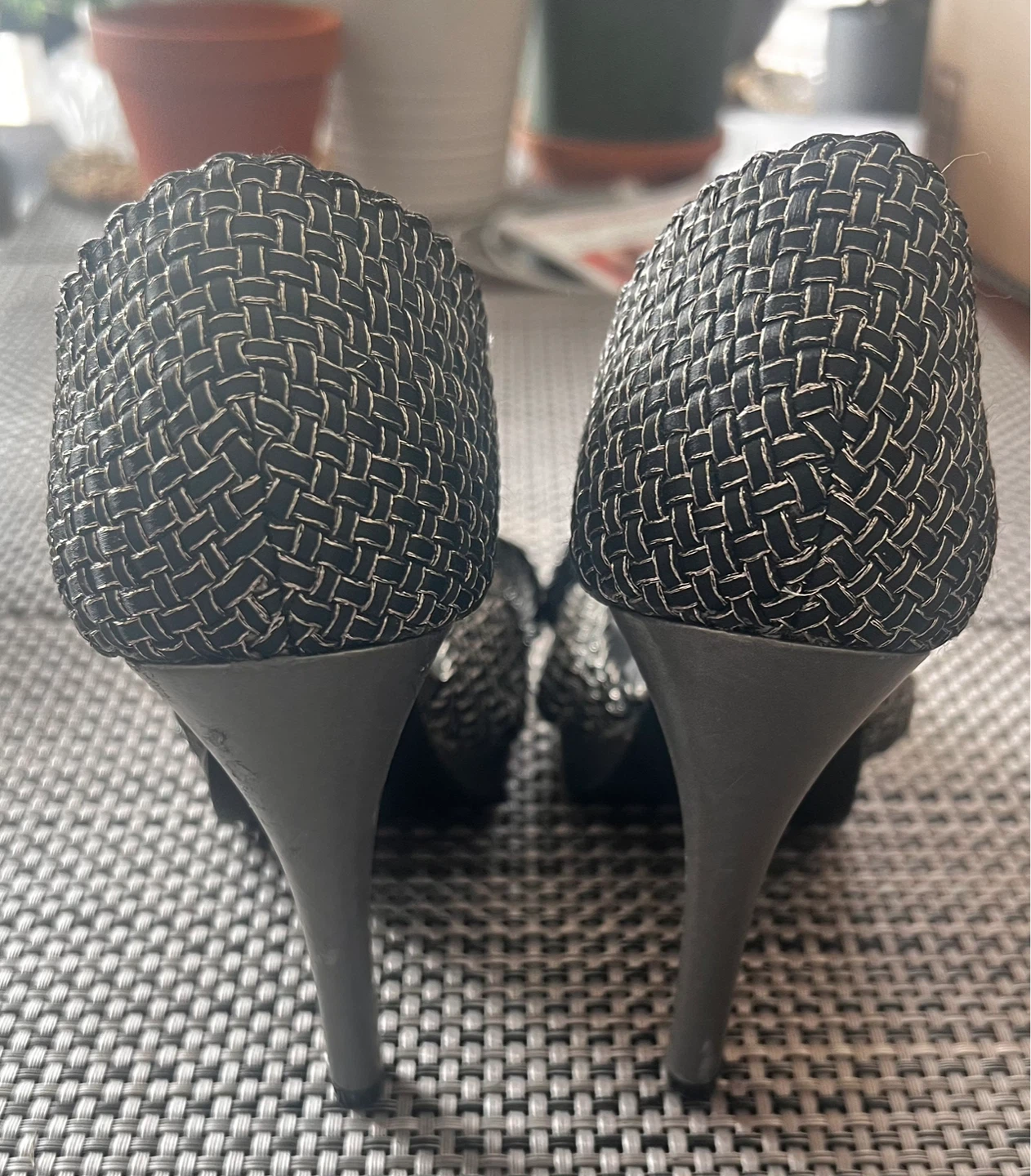 Mark. Black Woven High Heel Sandals size 7 - photo 4