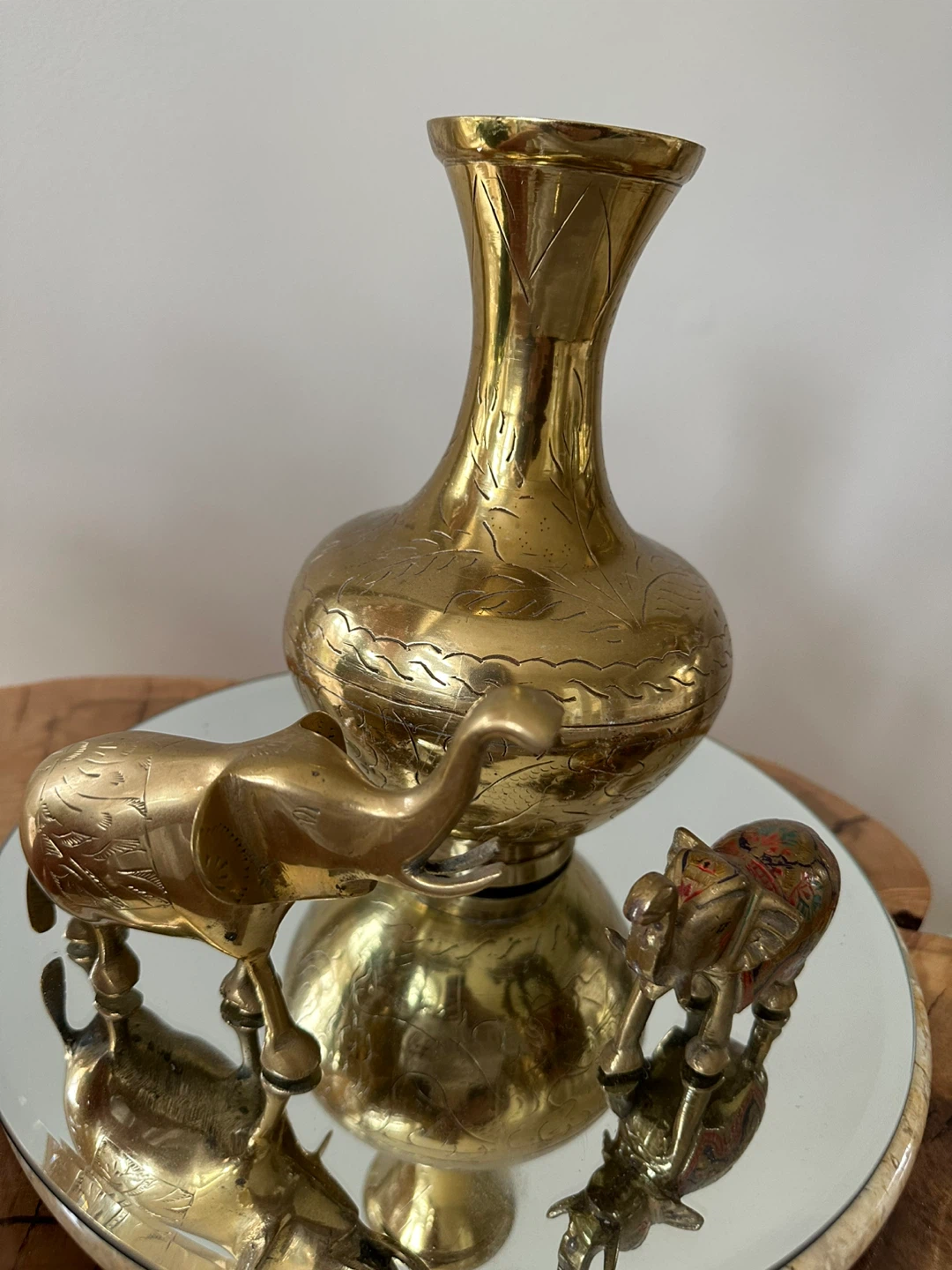 Brass Vase  and 2 Elephants - photo 5