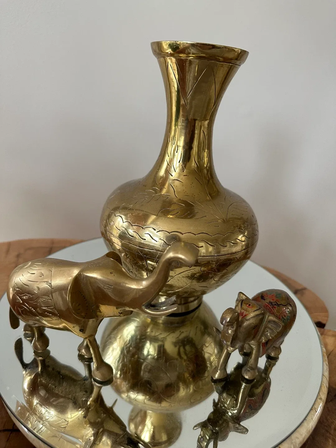 Brass Vase  and 2 Elephants - photo 5