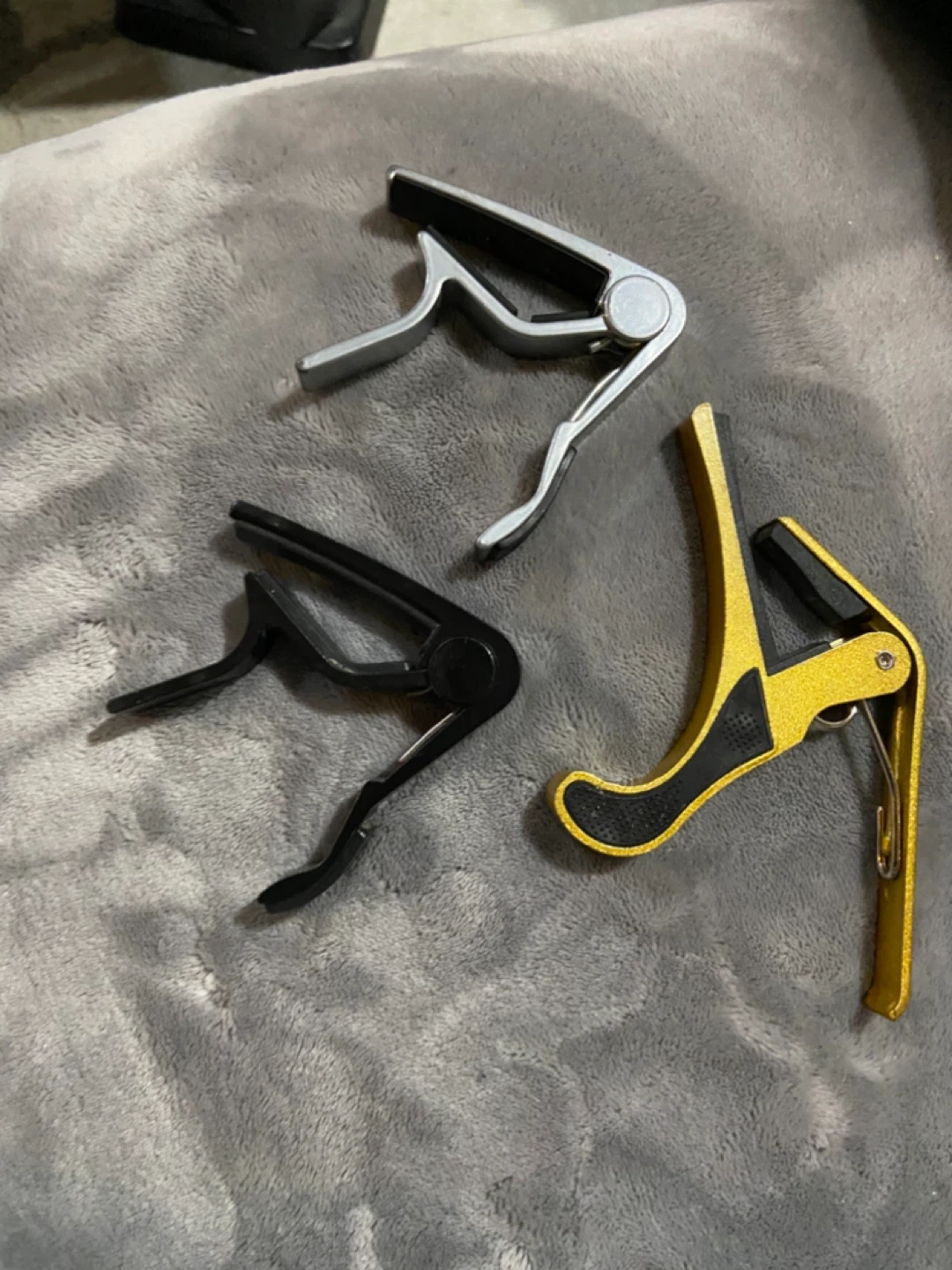 3 Guitar Capos - Gold, Silver, Black