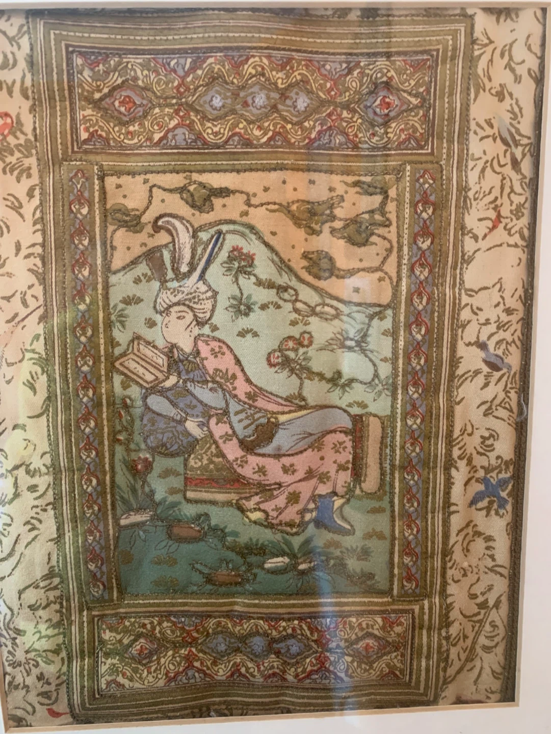 Framed  Persian Silk Embroidery - photo 2