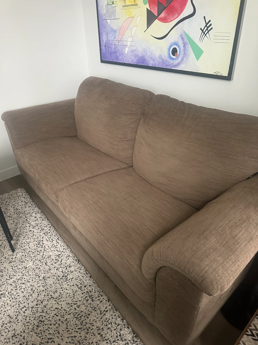 Brown fabric sofa