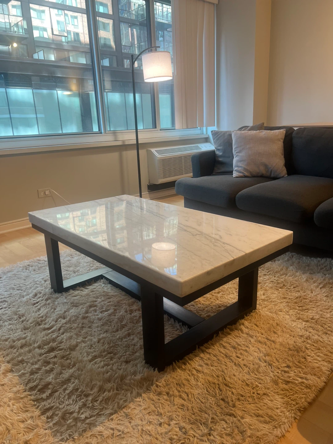 Marble Top Coffee Table with Dark Metal Frame - photo 2