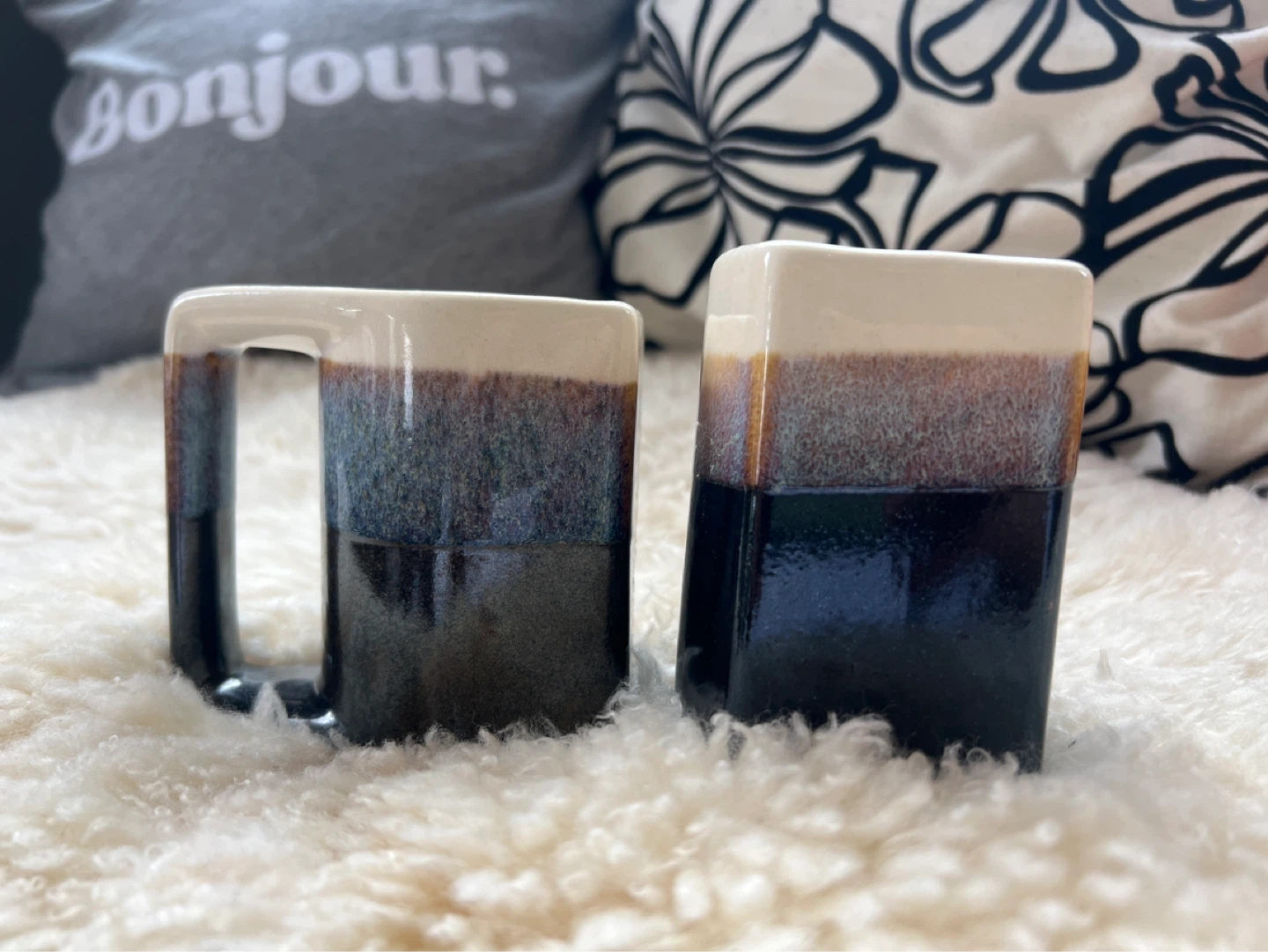 Set of 2 Unique Ceramic Mugs