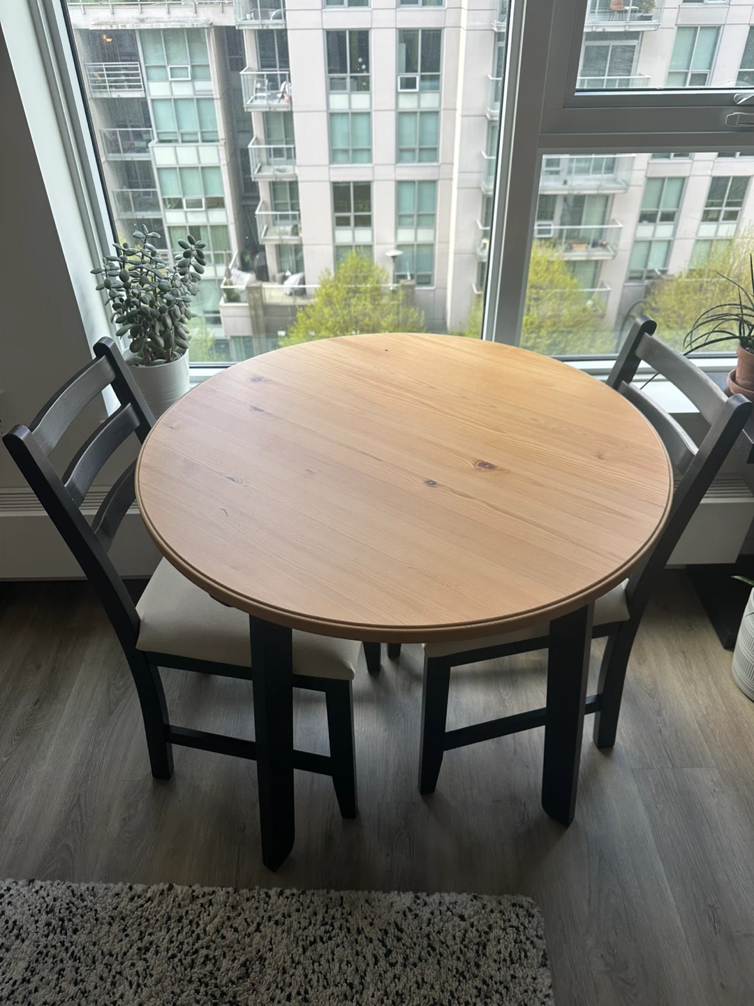 Round Wooden Dining Table with 2 Chairs