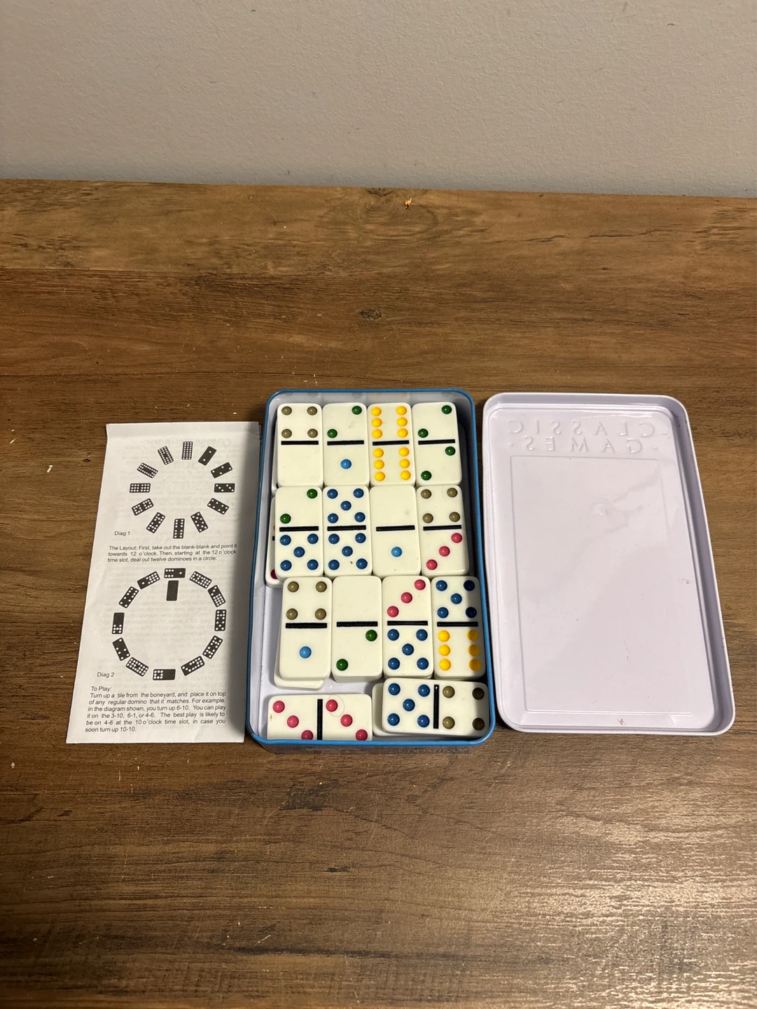 Cardinal Double Six Color Dot Dominoes in Tin - photo 3