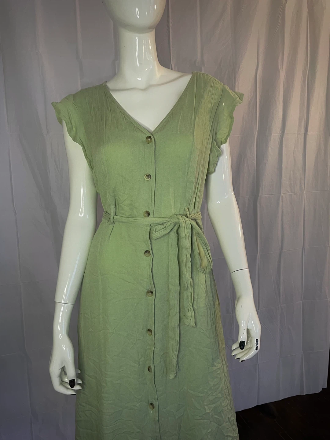 Light Green Button-Up Midi Dress - photo 2