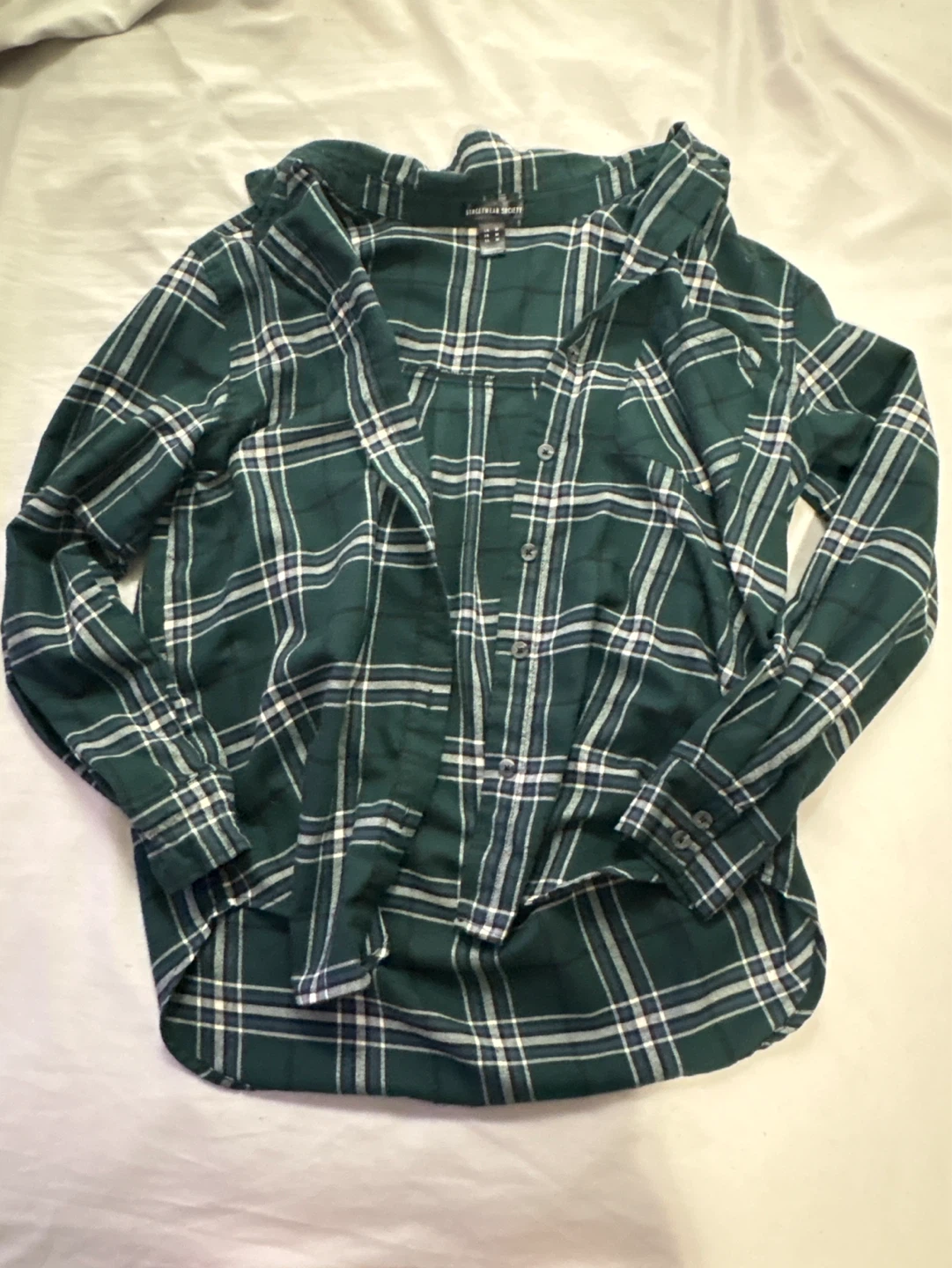 Women's Flannel Shirt - Green Plaid