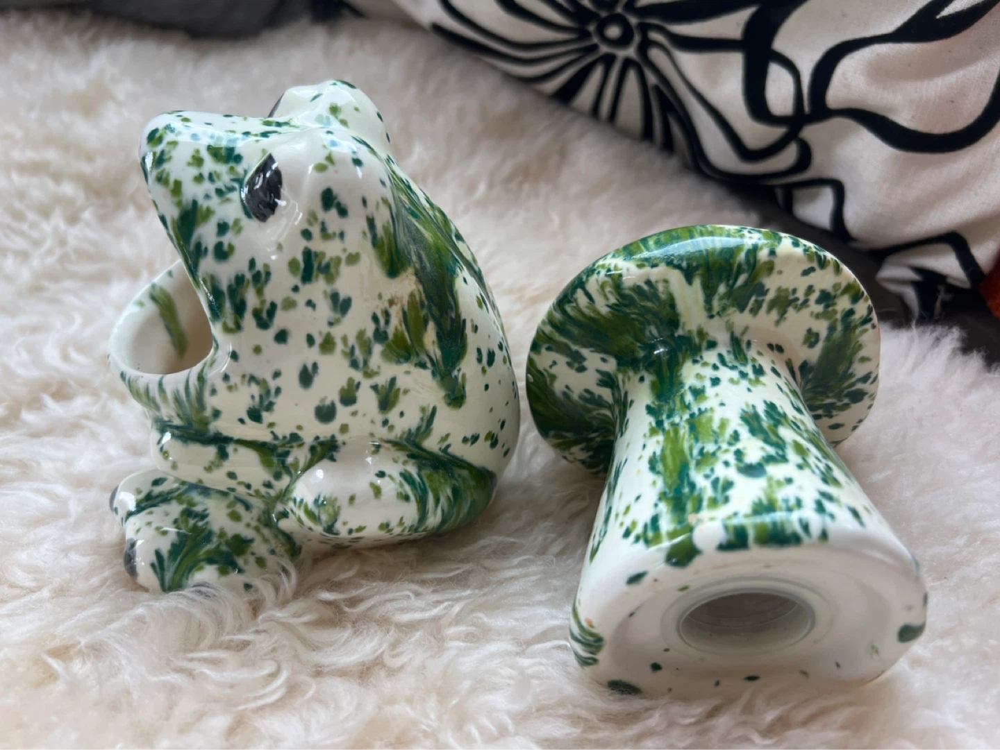 VINTAGE frog scrubby holder and mushroom set - photo 4