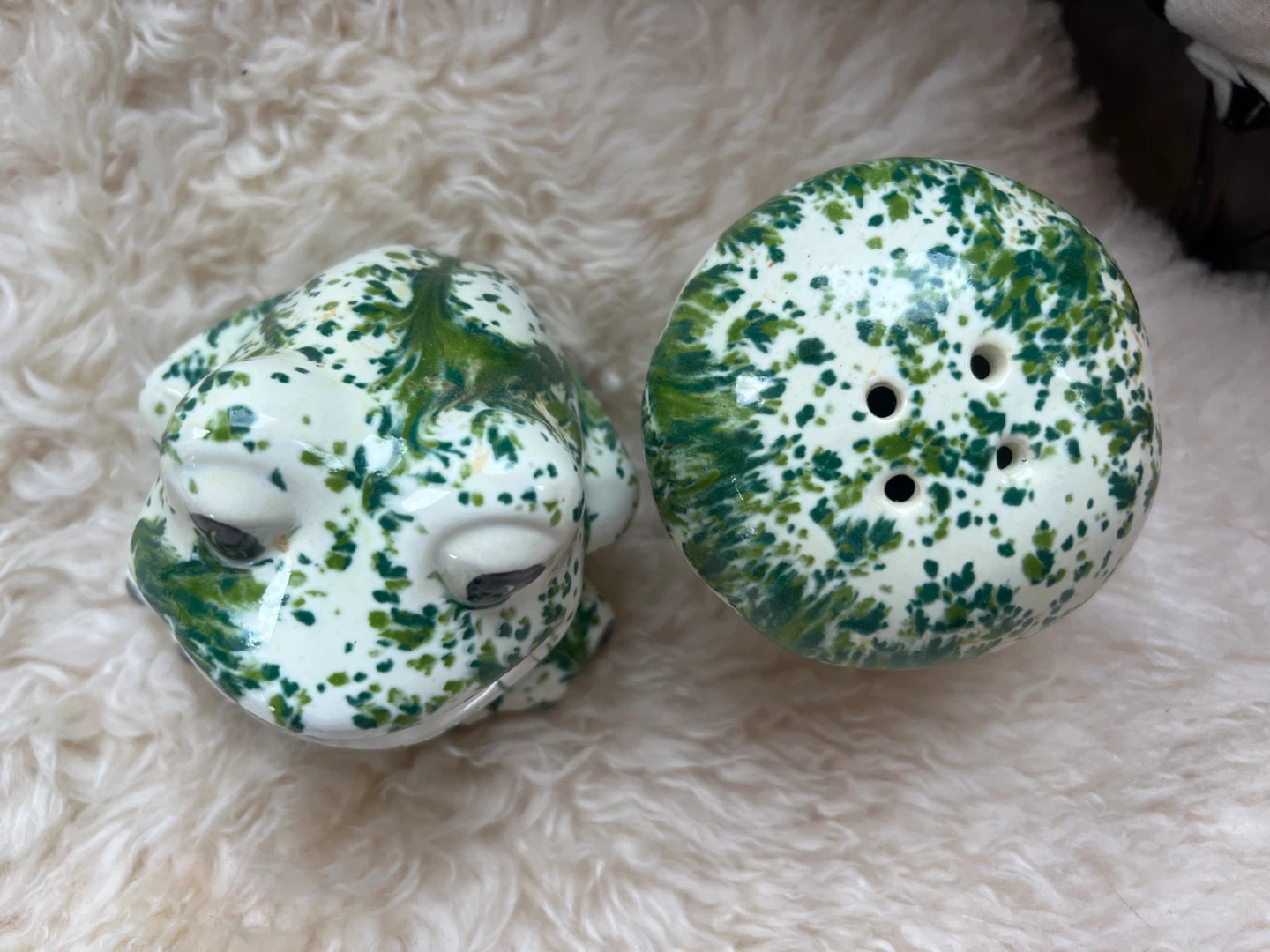 VINTAGE frog scrubby holder and mushroom set - photo 3