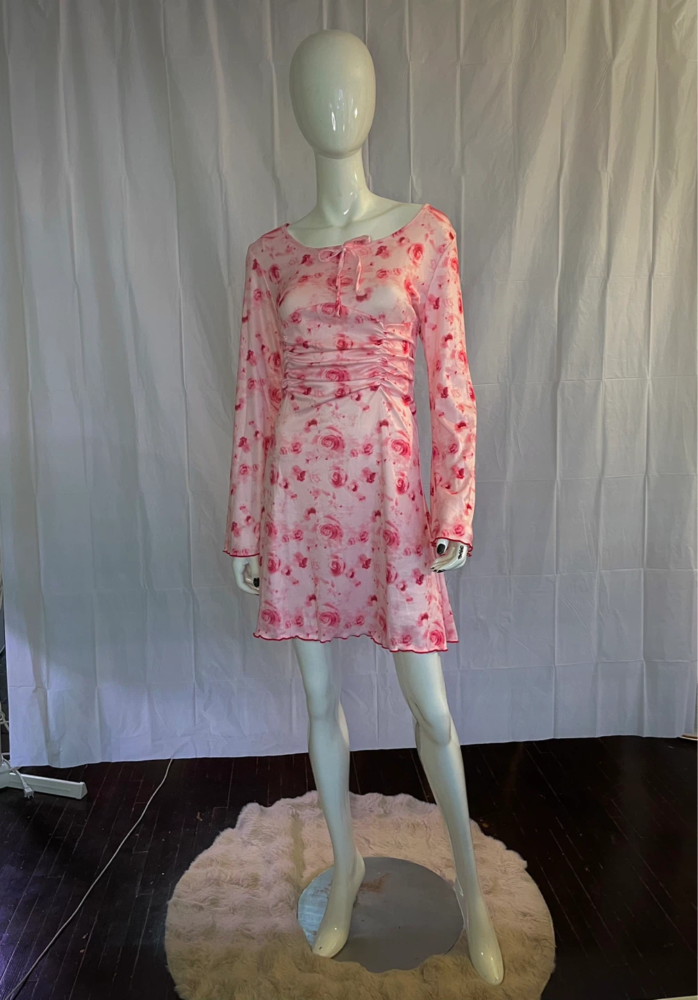Pink Floral Long Sleeve Dress - photo 2