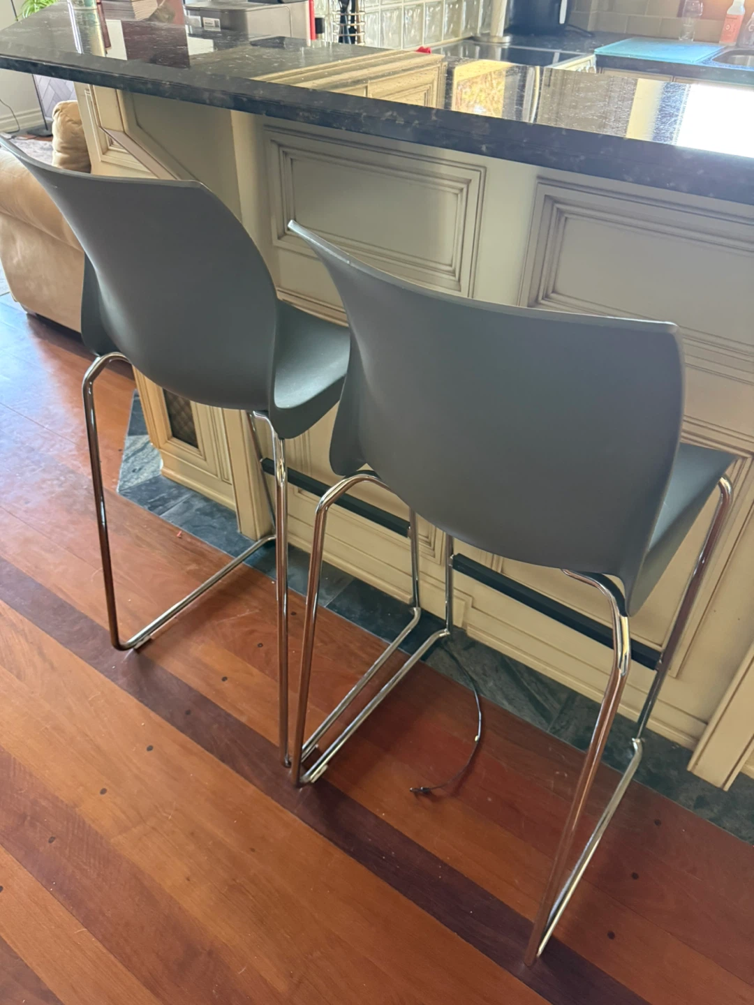 Set of 2 Grey Modern Bar Stools