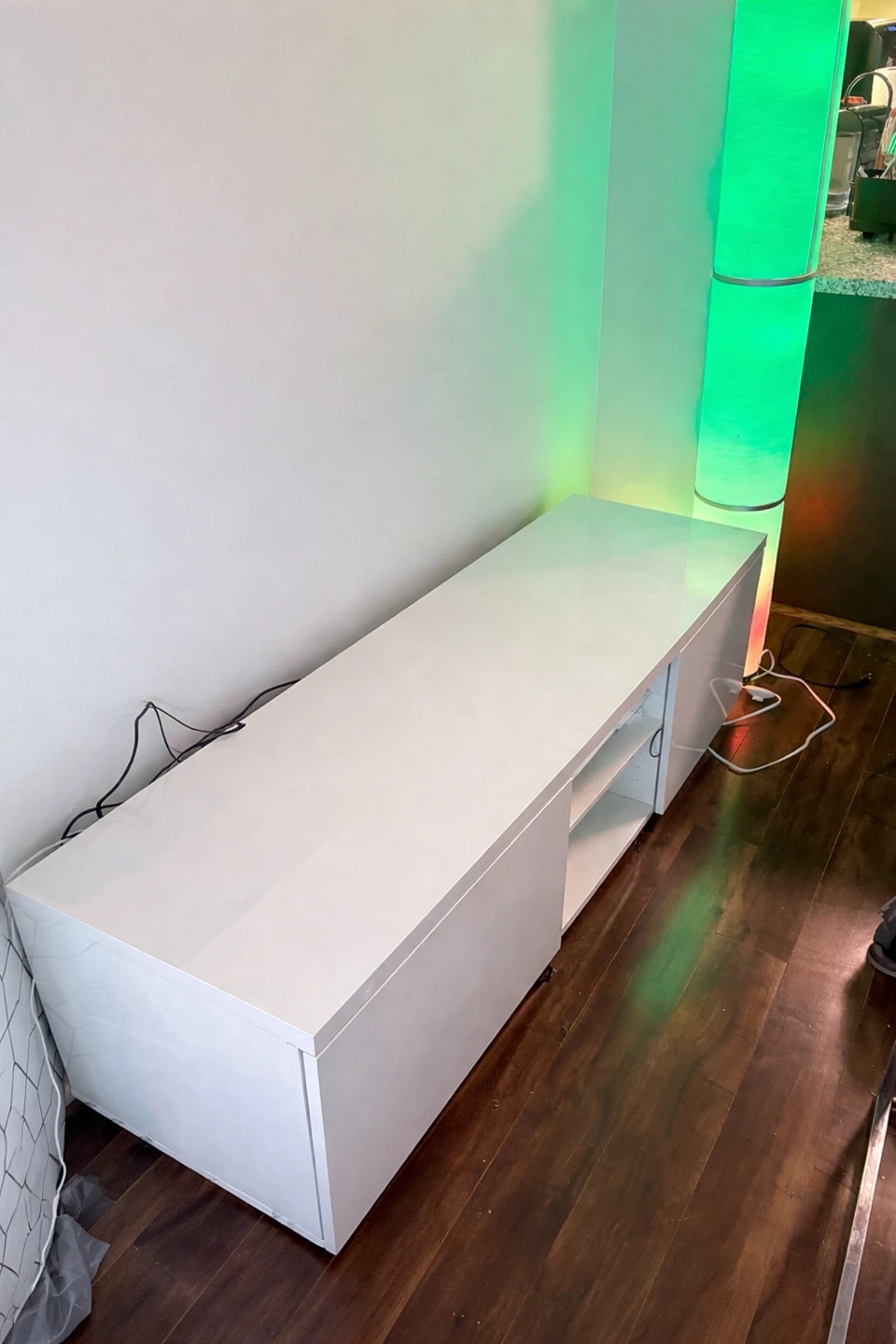 IKEA BYAS TV Bench High Gloss White 160x42x45 cm