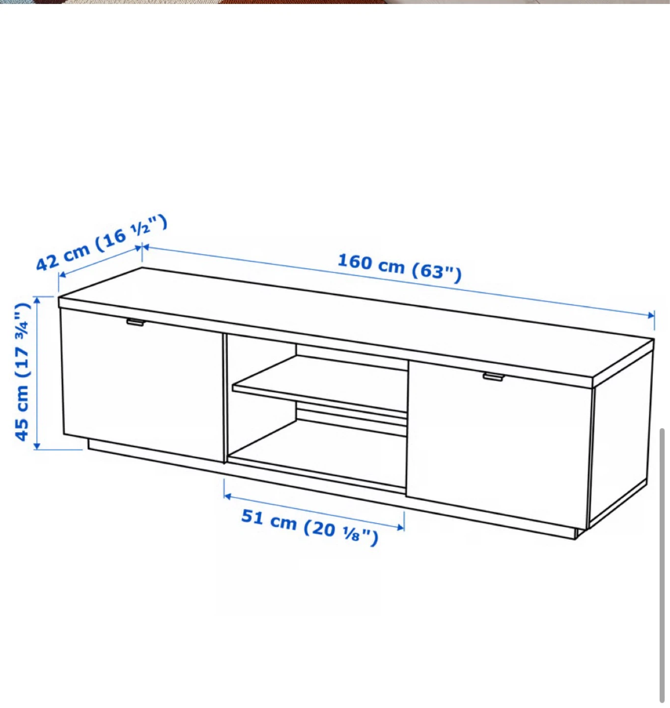 IKEA BYAS TV Bench High Gloss White 160x42x45 cm - photo 2