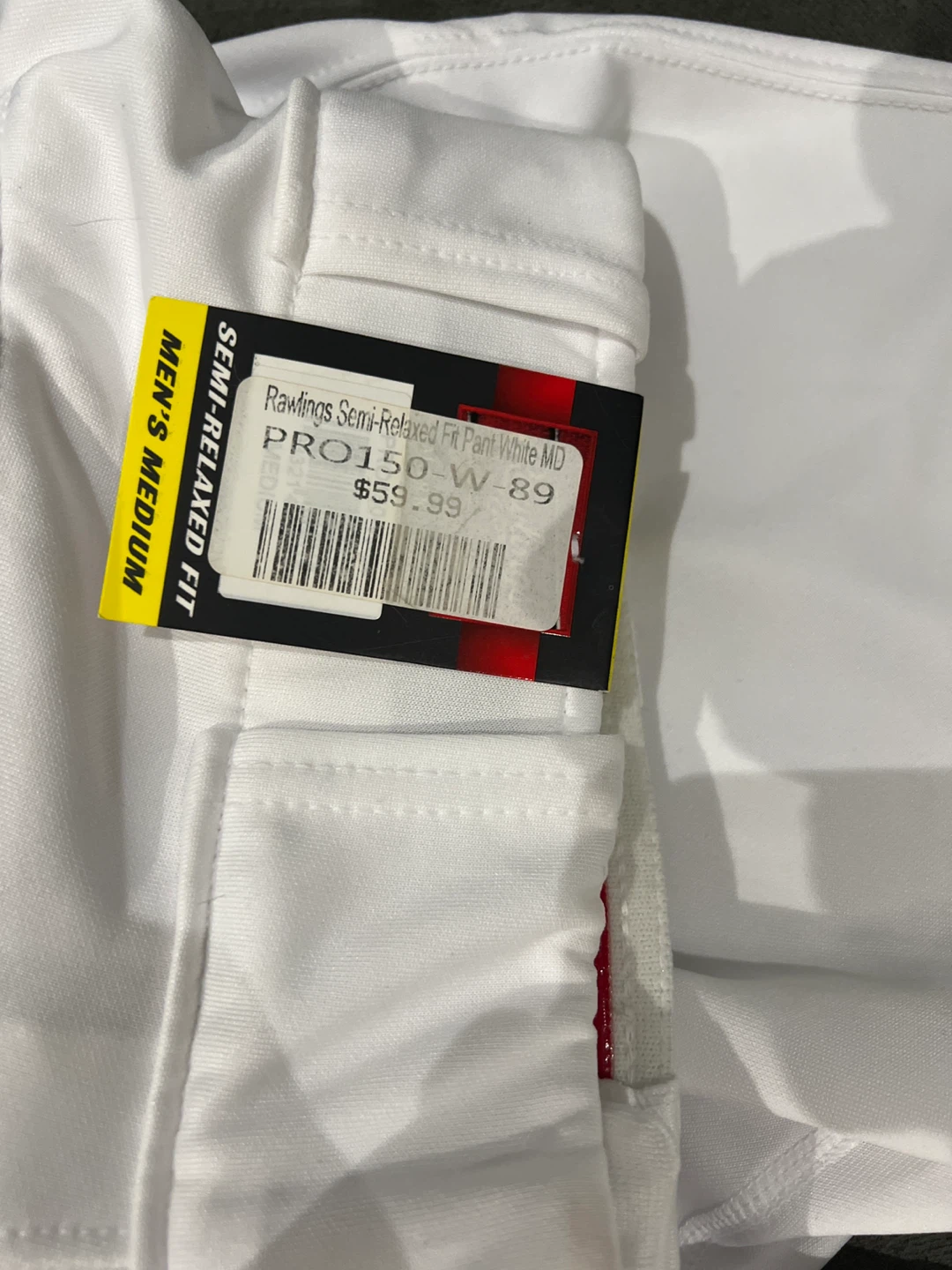 Rawlings Semi-Relaxed Fit Baseball Pants - White, Adult Medium
