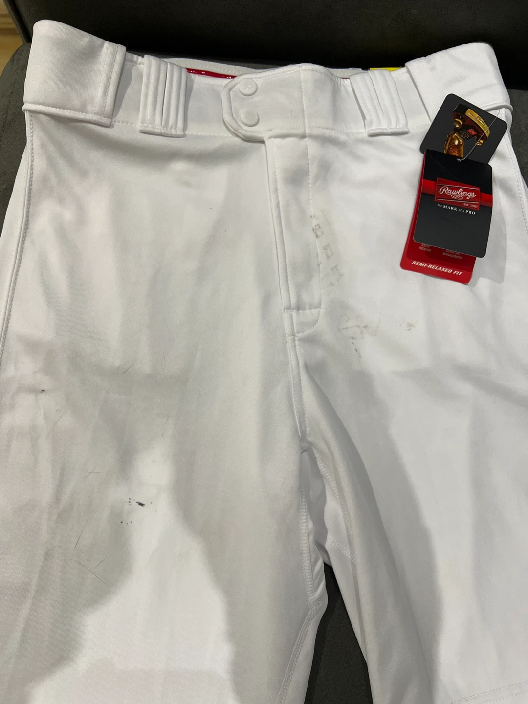 Rawlings Semi-Relaxed Fit Baseball Pants - White, Adult Medium - photo 2