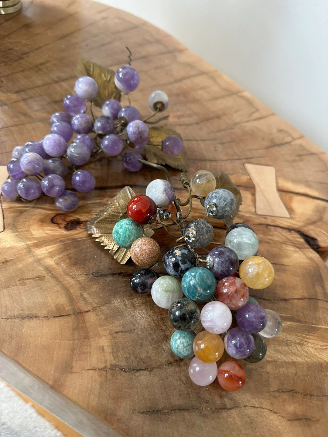 vintage semi-precious stone grapes Each 49