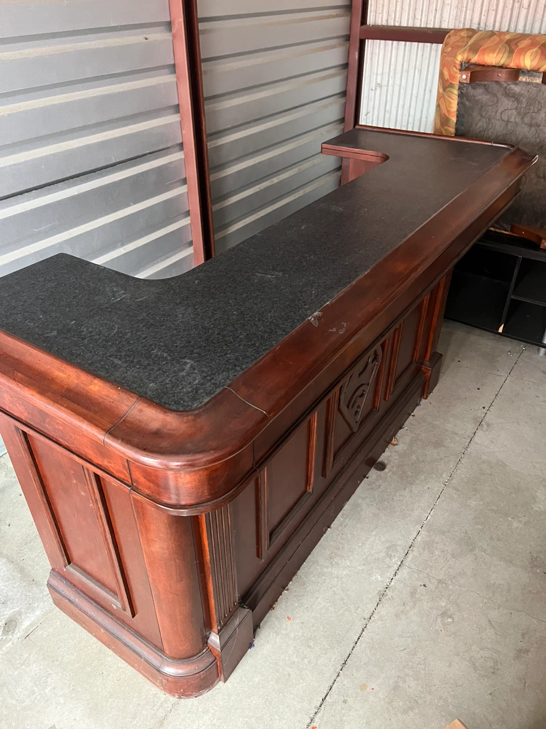 Wooden Bar with Drink Dispensers and Wine Rack