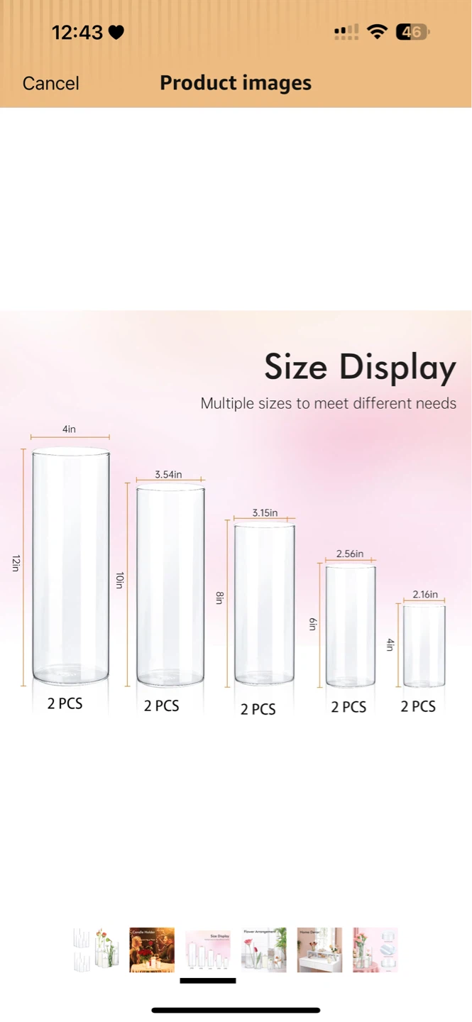 Set of 10 Clear Glass Cylinders Vases - photo 3