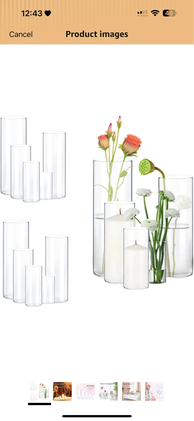 Set of 10 Clear Glass Cylinders Vases