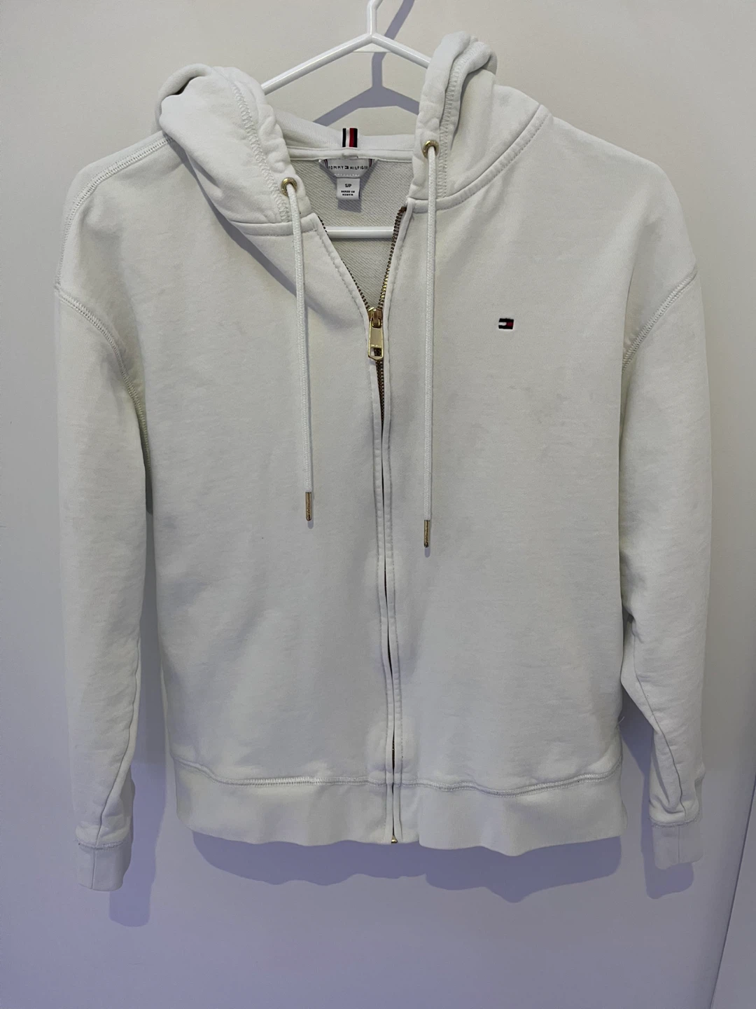 Tommy Hilfiger Zip-Up Hoodie - White -  Size Small