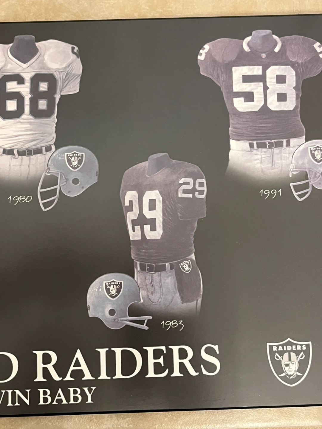 Oakland Raiders "Just Win Baby" Uniform History Plaque - photo 5