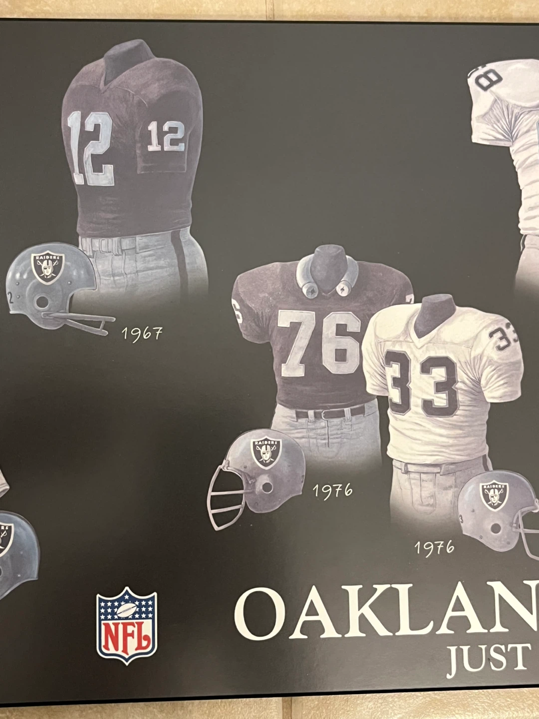 Oakland Raiders "Just Win Baby" Uniform History Plaque - photo 4