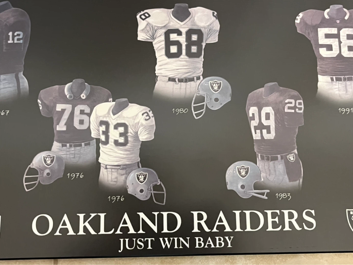 Oakland Raiders "Just Win Baby" Uniform History Plaque - photo 2
