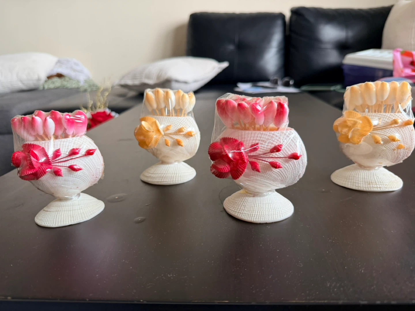 Set of 4 Decorative Shell Toothpick Holders - photo 2