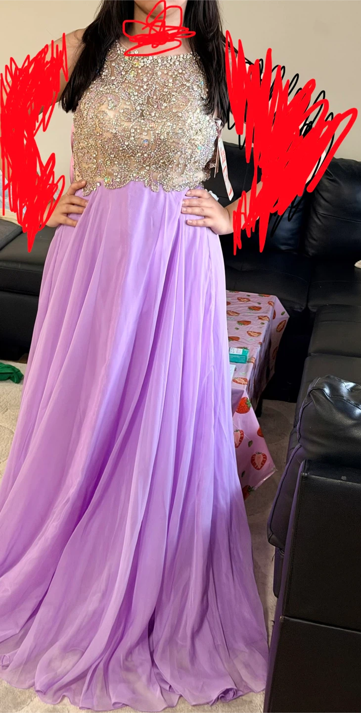 Purple Beaded Formal Gown