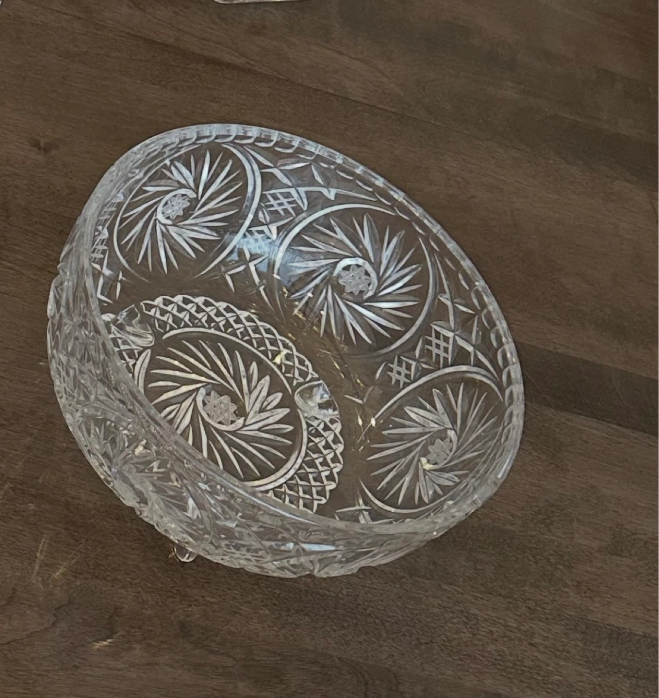 *Moving Sale* Pinwheel 8.5 footed Glass bowl with star patterns