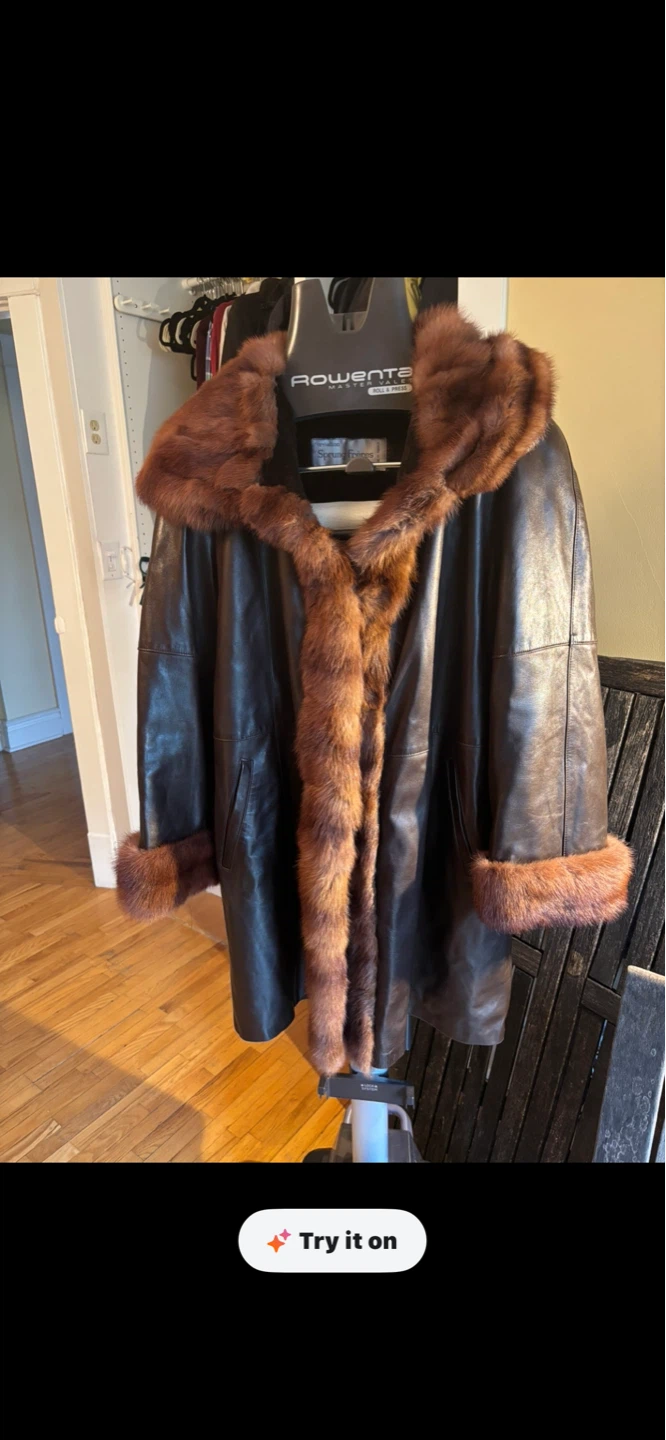 Vintage Sprung Frères Paris Leather Fur Coat