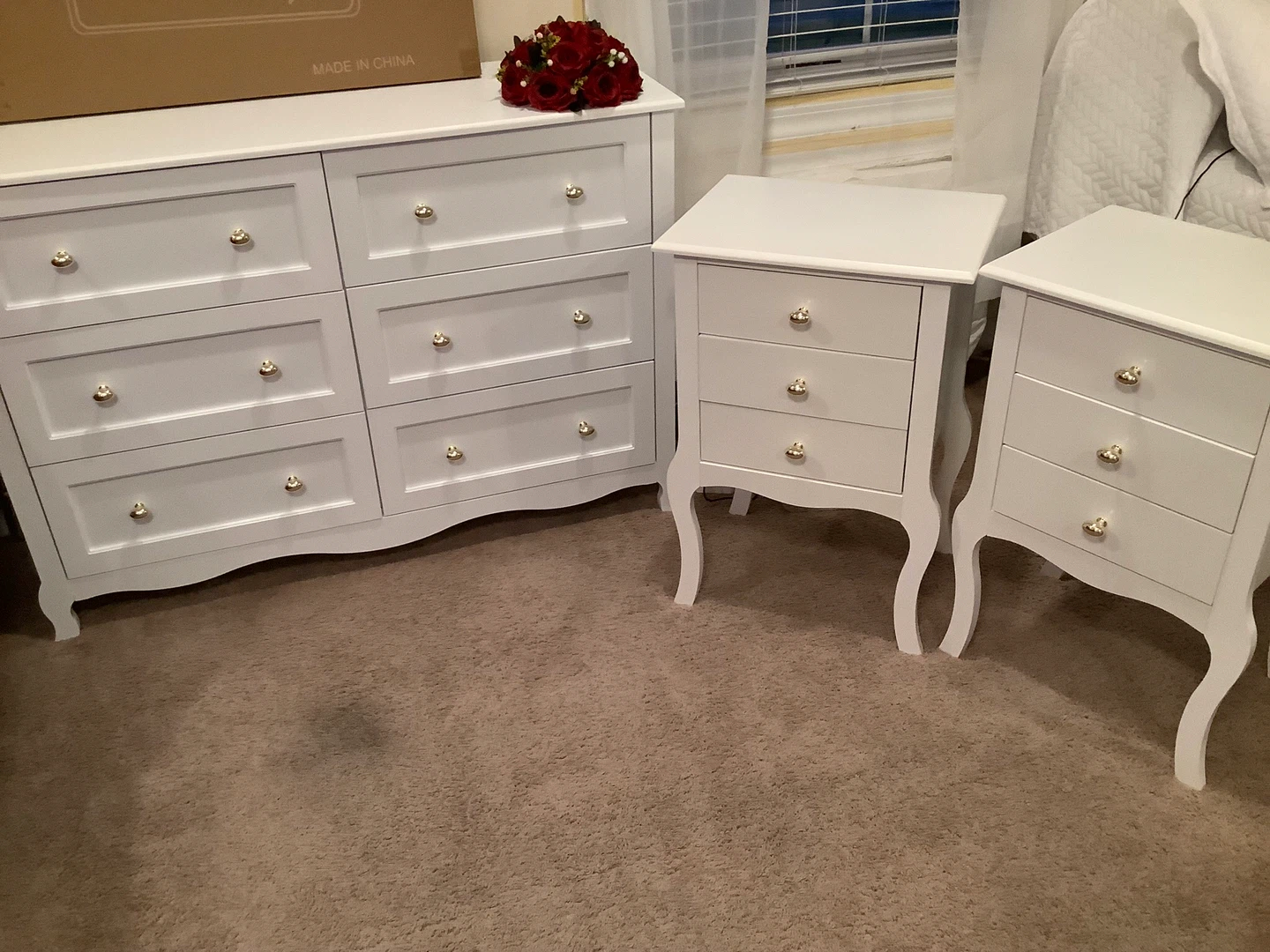 White Dresser and Two Nightstands Set