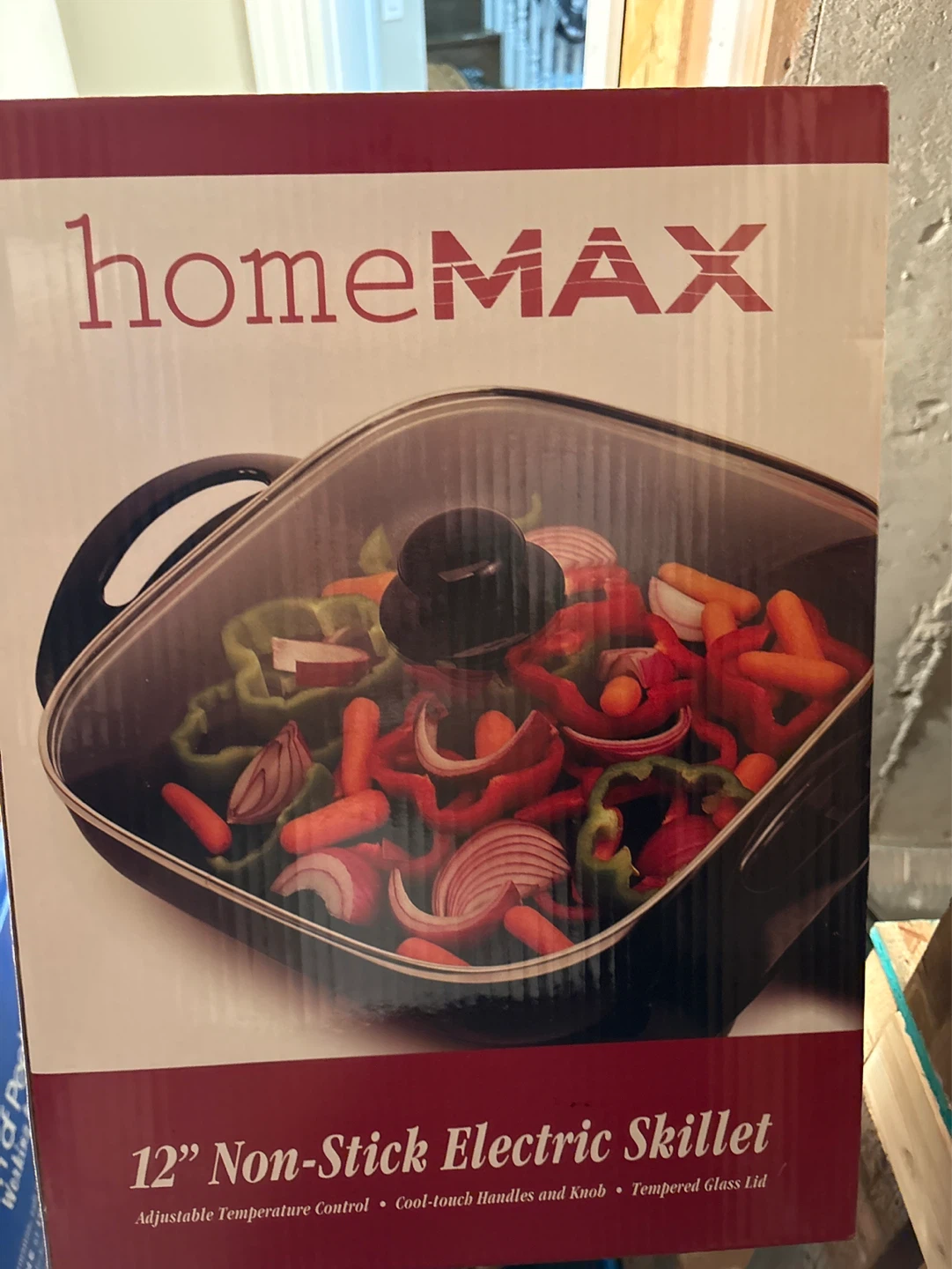 homeMAX 12" Non-Stick Electric Skillet with Tempered Glass Lid
