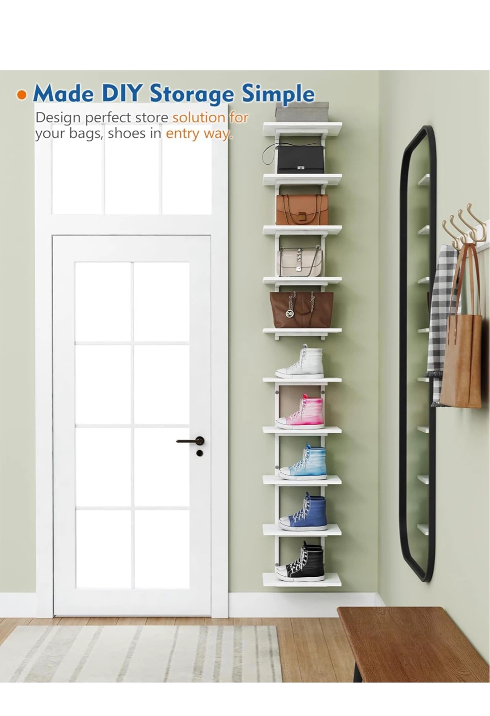 White 5 Tier Wall Shelf Unit W5T - photo 4