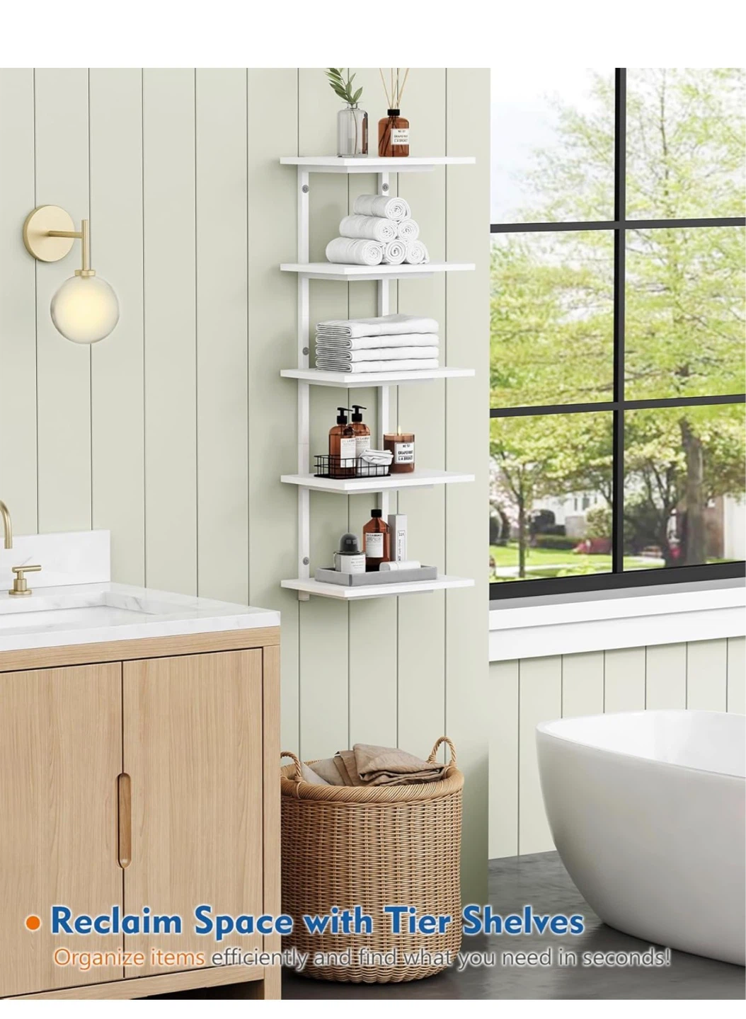White 5 Tier Wall Shelf Unit W5T - photo 3