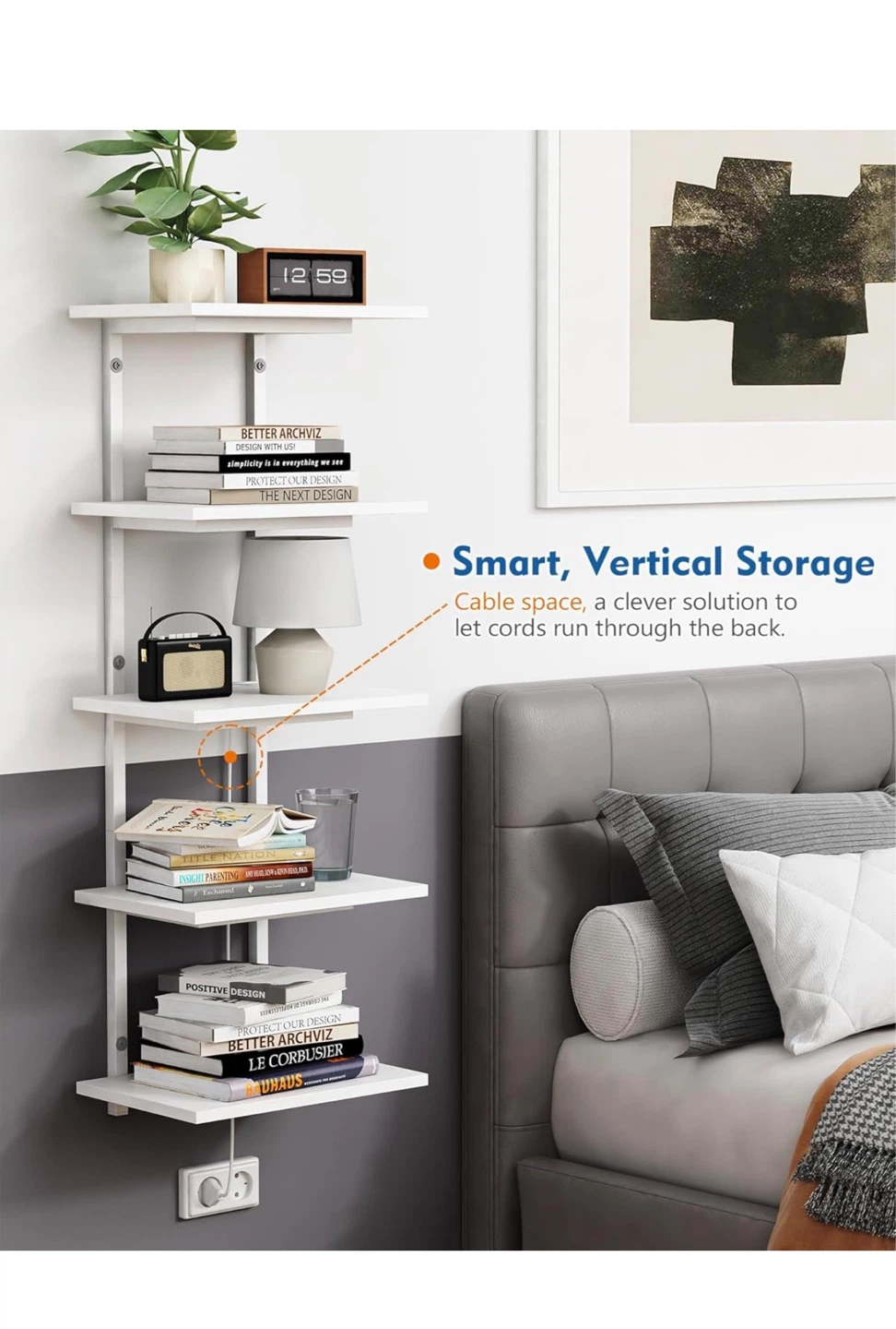 White 5 Tier Wall Shelf Unit W5T - photo 5