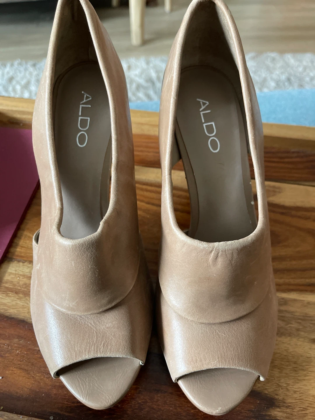 ALDO Women's Tan Peep-Toe Heels