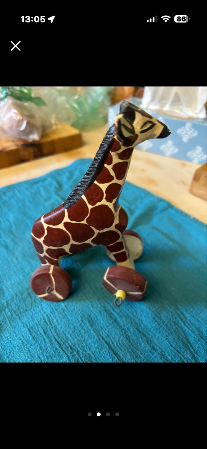 Vintage Wooden Giraffe Pull Toy - photo 2