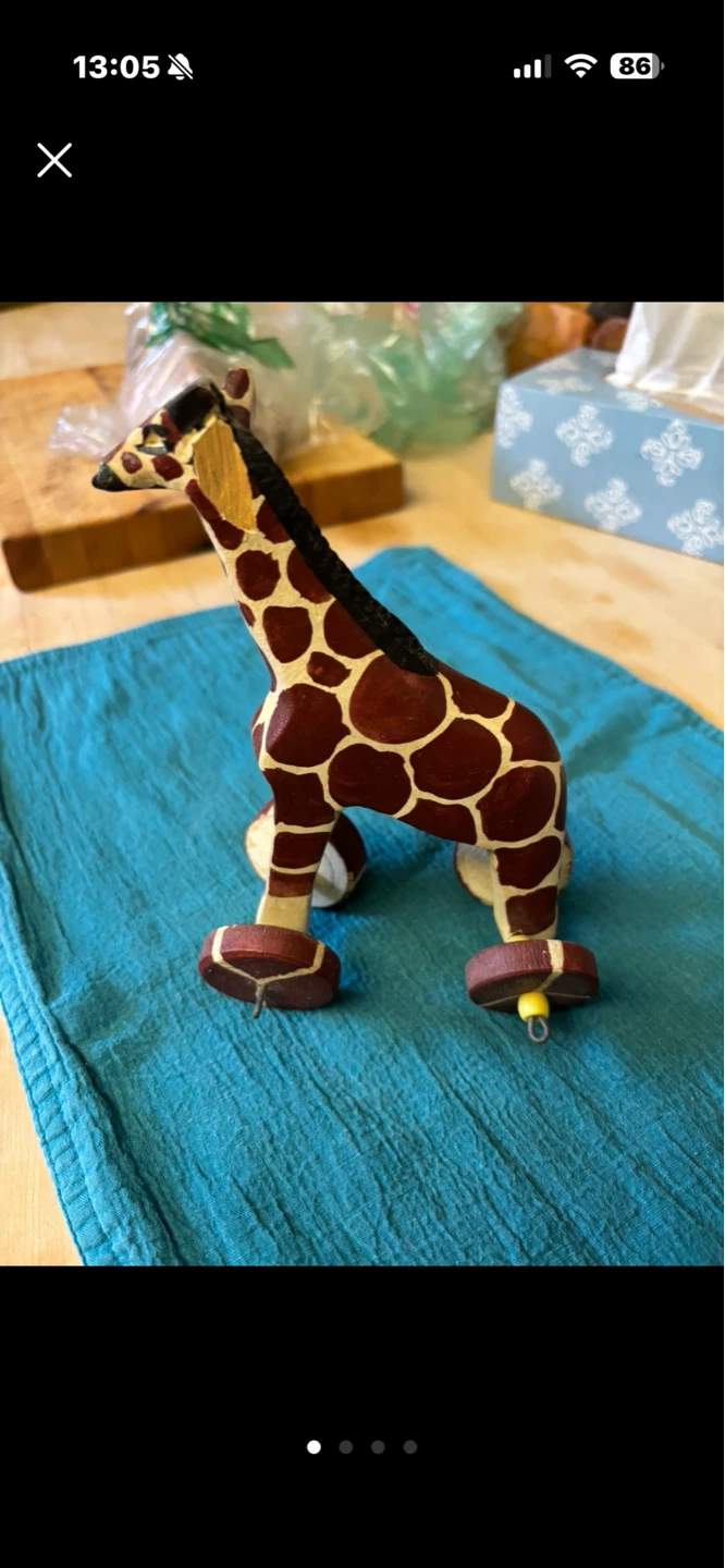 Vintage Wooden Giraffe Pull Toy - photo 4