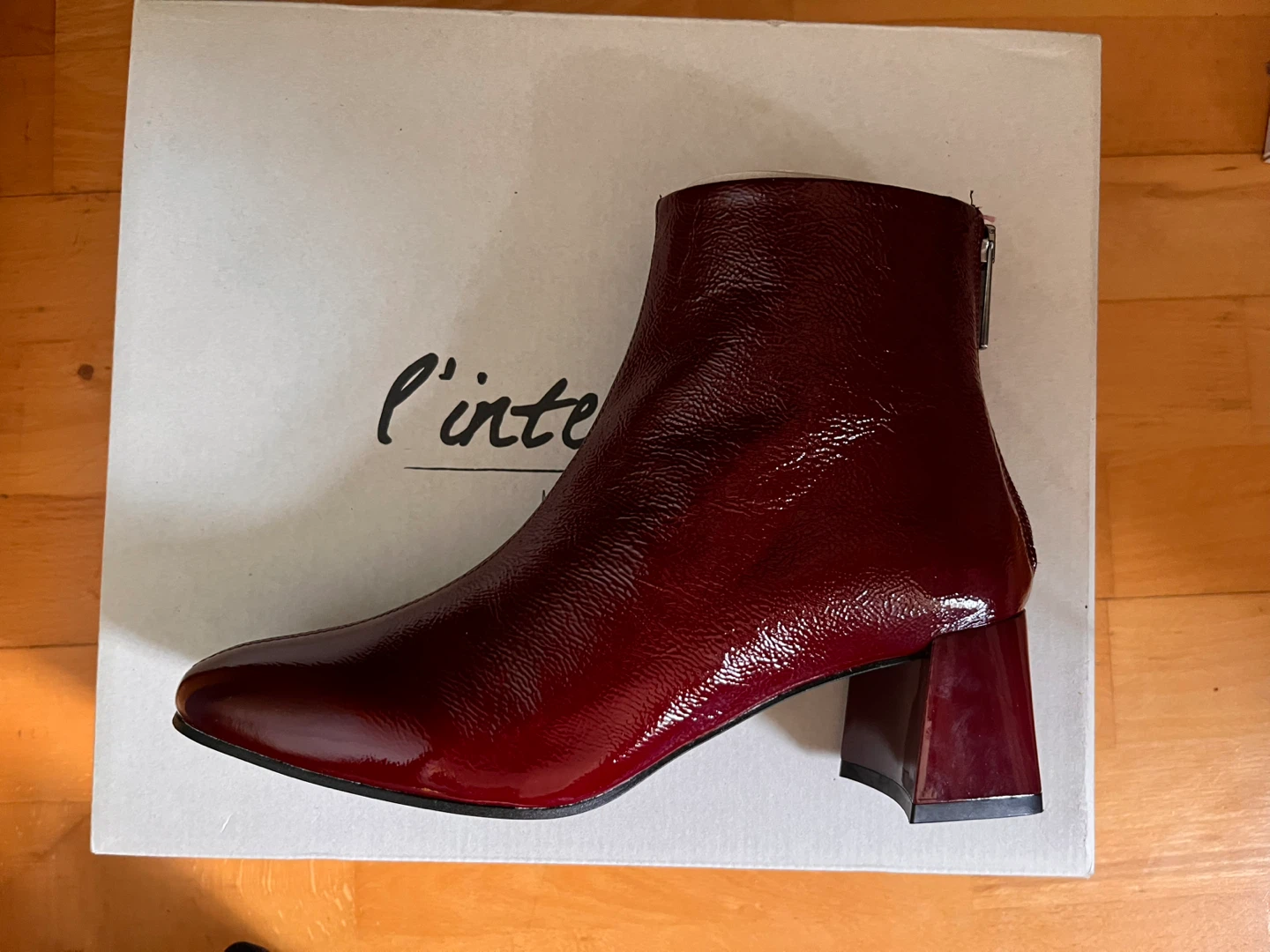 NEW size 37  Burgundy Patent Leather Ankle Boots