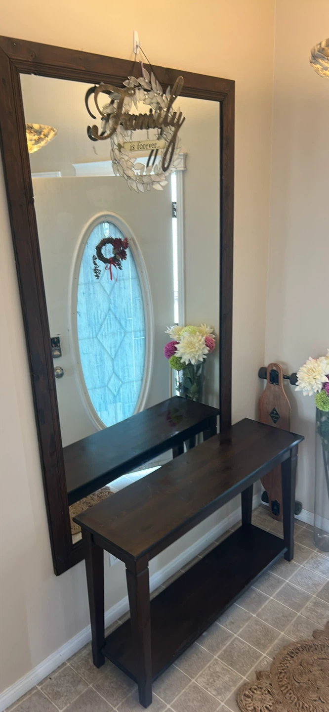 Dark Wood Console Table and mirror