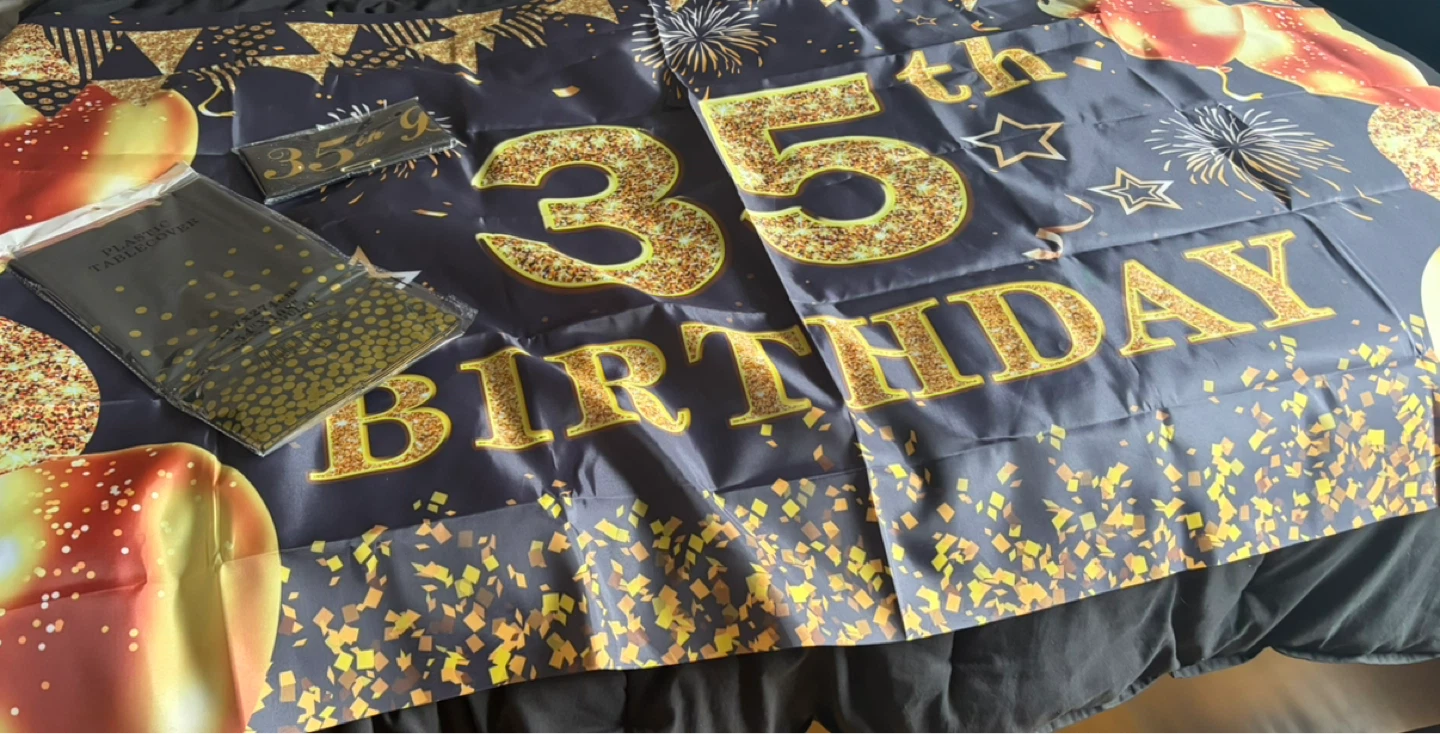35th Birthday Banner & Table Cover Set