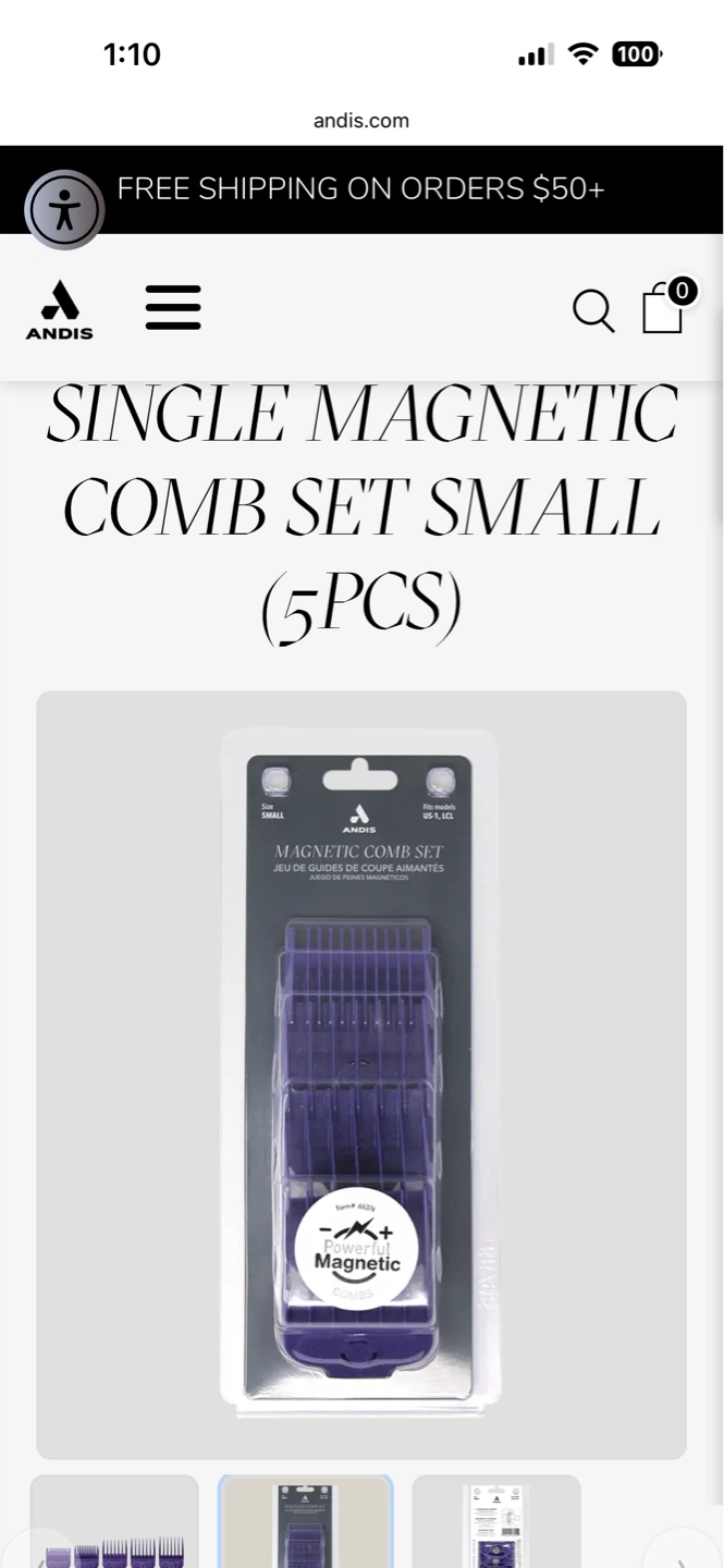 Andis Magnetic Comb Set - SINGLE MAGNETIC COMB SET SMALL (5PCS) - photo 2
