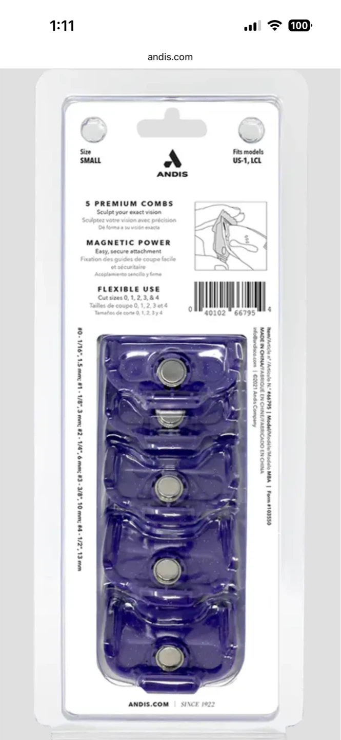 Andis Magnetic Comb Set - SINGLE MAGNETIC COMB SET SMALL (5PCS) - photo 5