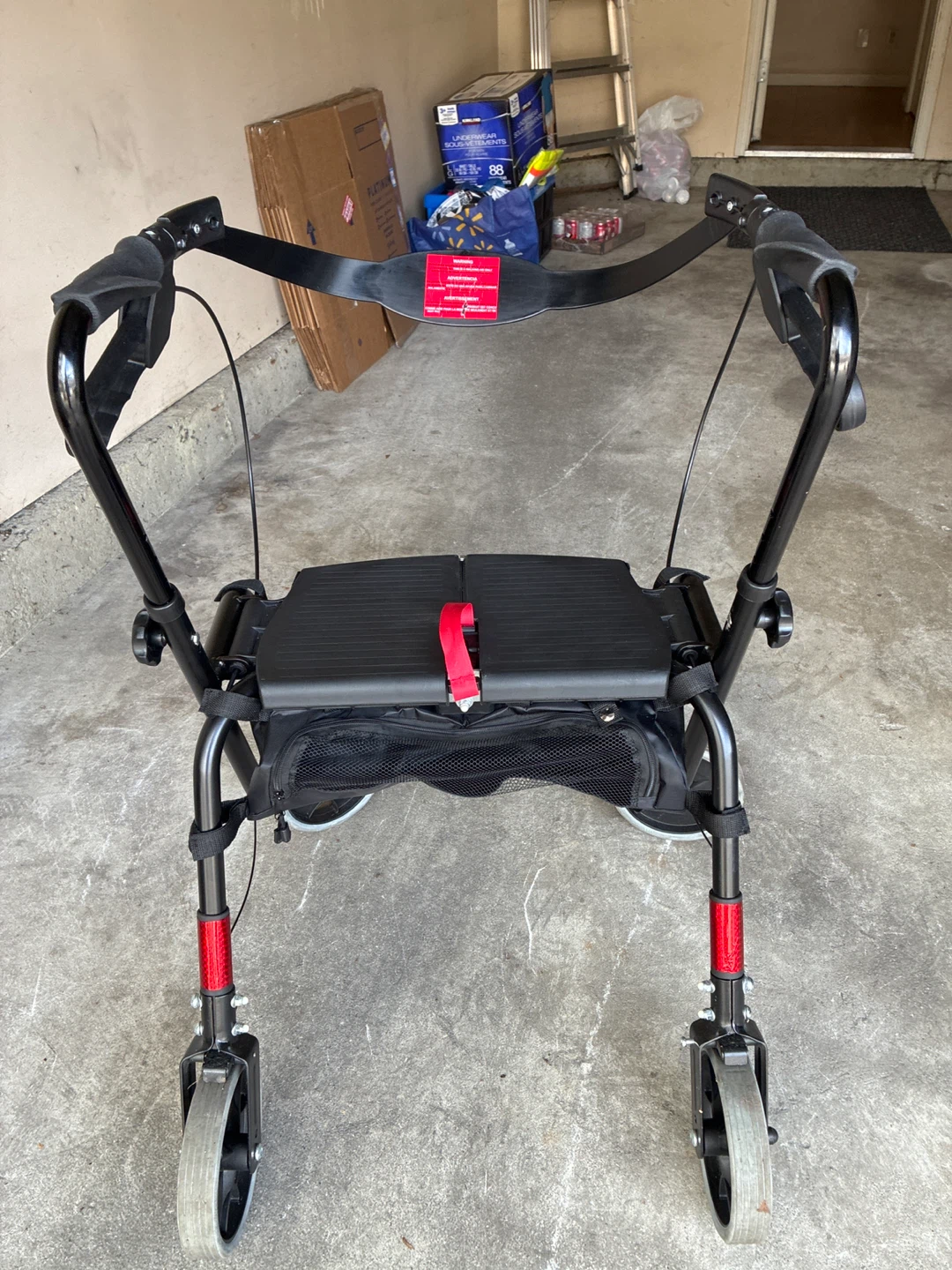 Black 4-Wheel Walker with Seat and Brakes - photo 2