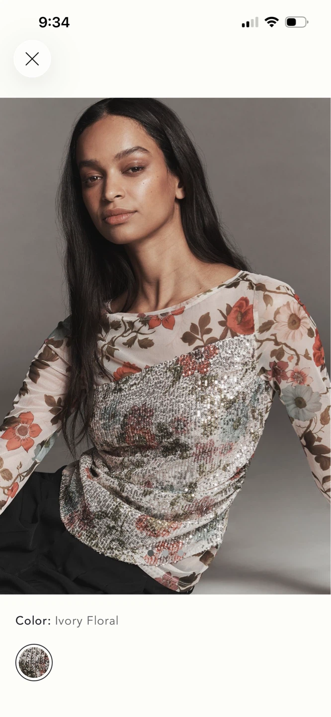 BNWT Anthropologie Maeve Mesh Sequin Top XS