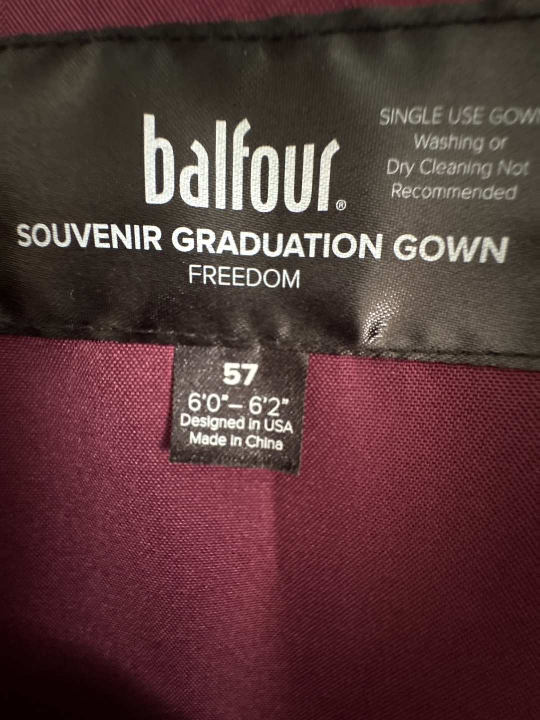 Balfour Souvenir Graduation Gown - Size 57